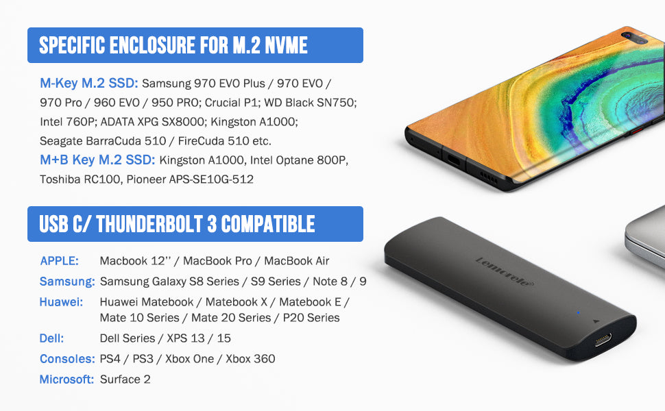 Lemorele M.2 NVMe SSD Enclosure Adapter