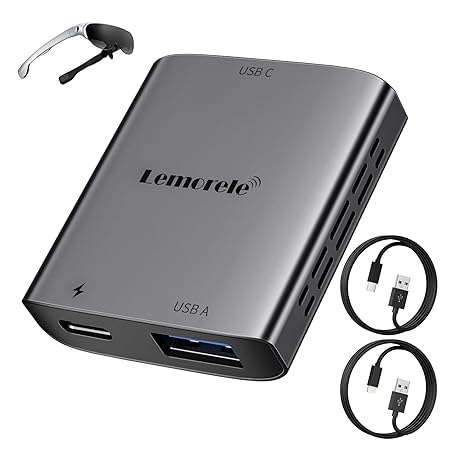 Lemorele Lightning to USB C Video Converter, Adapter for AR Glasses, Compatible with iPhone, Steam Deck, ROG Ally, Switch, Android and Other Mobile Devices