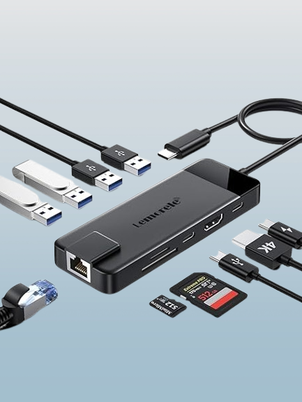 Lemorele USB C Hub 10-in-1, USB C Hub Multiport Adapter for MacBook Pro, Gigabit Ethernet with 4K HDMI, 100W PD, 4 USB 3.0/2.0, SD/TF, USB-C Data 3.0, Compatible for Windows/Mac/iPad