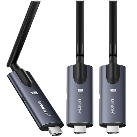 Lemorele Aluminum Wireless HDMI Transmitter and 2 Receivers (Support APP Reception), Plug&Play, 200M 1080P FHD,Stream Video&Audio from Laptop/TV Box to HDTV/Projector/Tablet for Meetings,Home Theatre