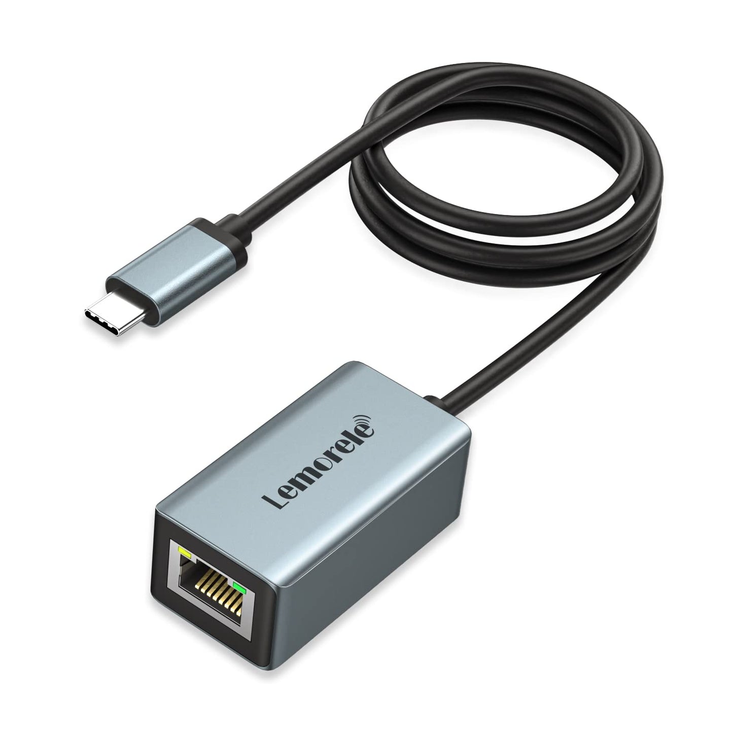 USB C to Ethernet Adapter, Lemorele USB C 3.0 to RJ45 Gigabit Ethernet LAN Adapter Aluminium Network Adapter Compatible with MacBook