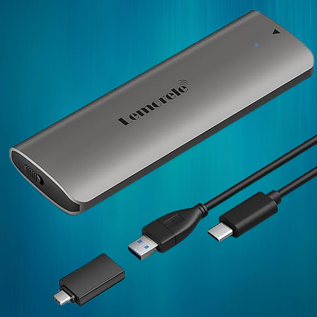Lemorele M.2 NVMe SSD Enclosure Adapter, Tool-Free USB C 3.2 Gen2 (10Gbps) NVMe M.2 PCIe External Hard Drive Case Adapter for (M-Key & M+B Key) NVMe SSD (2230 / 2242 /2260 / 2280)