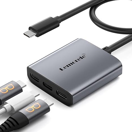 Lemorele Dual Screen Adapter Splitter｜4K 60Hz Dual Output｜85W PD Fast Charge｜Supporting Steam Deck/Switch/AR Glasses｜India Adaptation Model