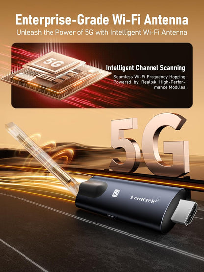 Enterprise-grade Wi-Fi antenna with 5G technology and Lemcoele branding on a dark background.