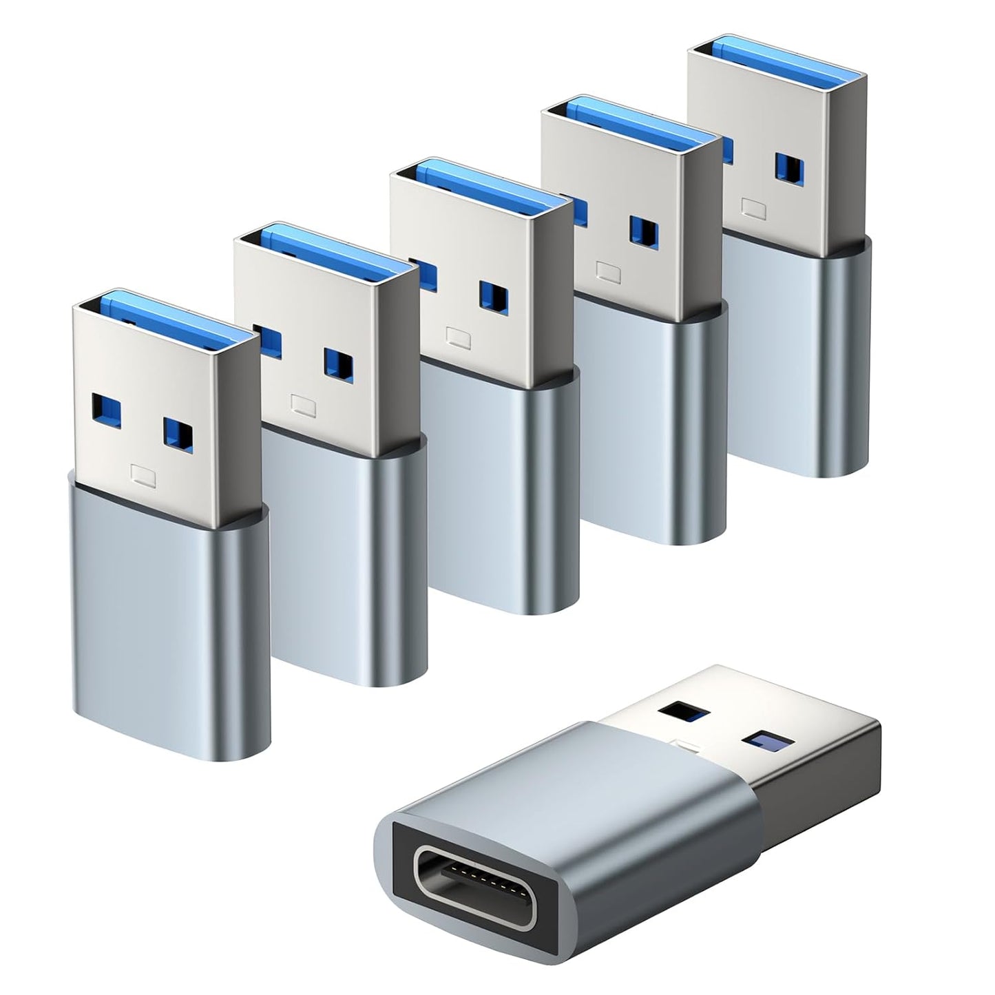 Lemorele 10Gbps USB to USB C Adapter 6 Pack, Type C Female to USB A Male Adaptor Fast Charge