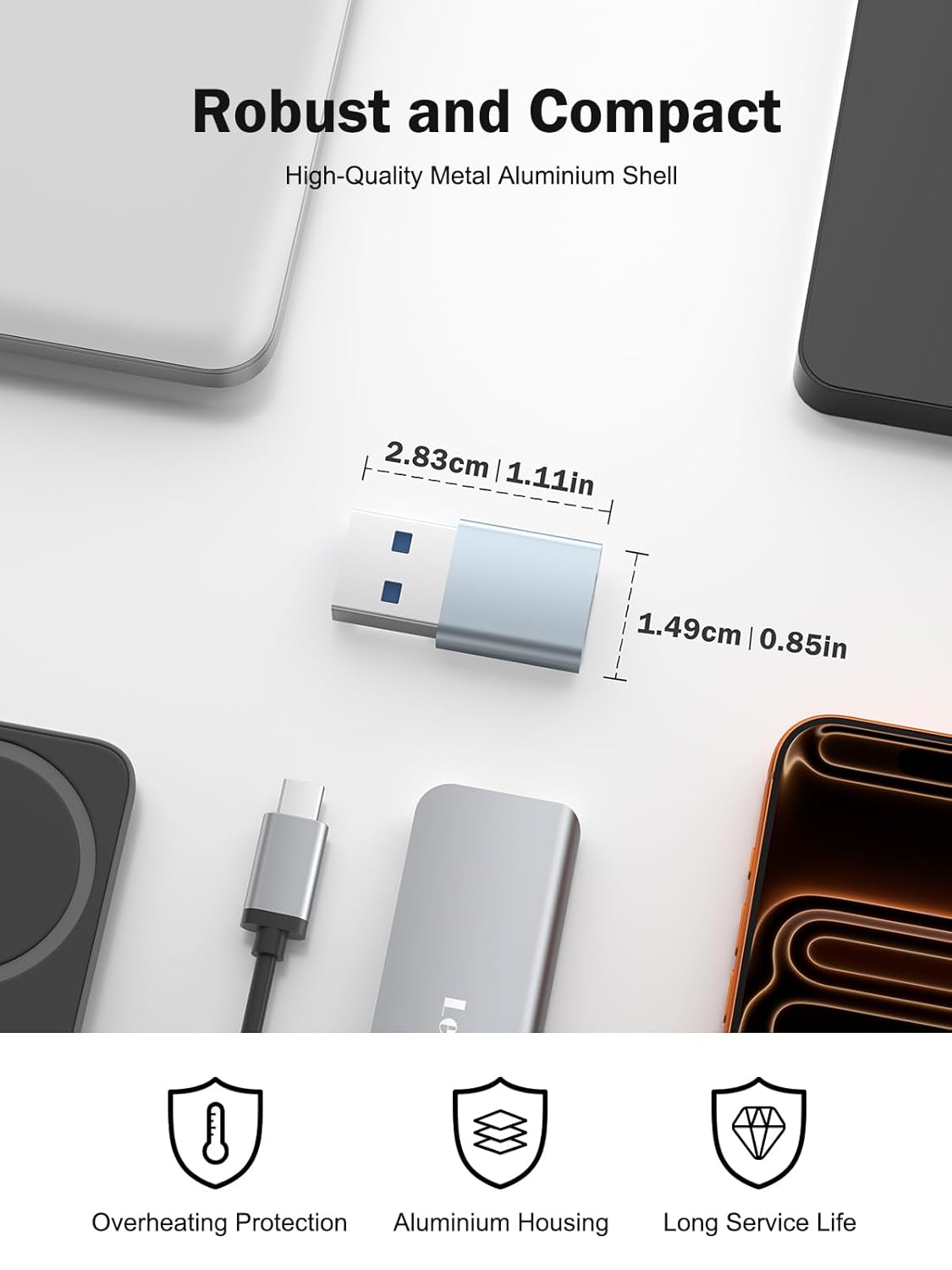 Lemorele 10Gbps USB to USB C Adapter 6 Pack, Type C Female to USB A Male Adaptor Fast Charge