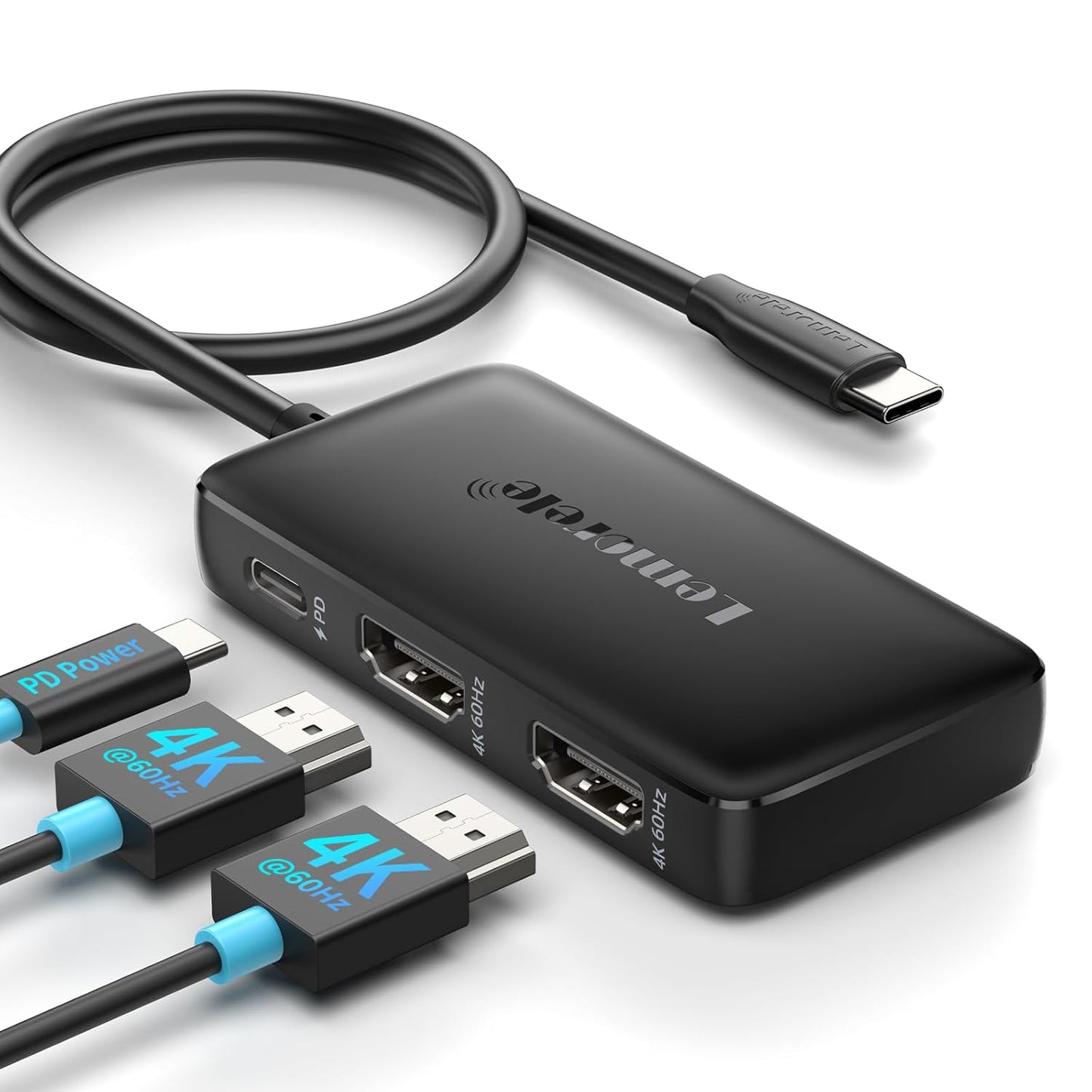 Lemorele USB-C to Dual HDMI Adapter, USB C Hub with 2 HDMI 4K@60Hz