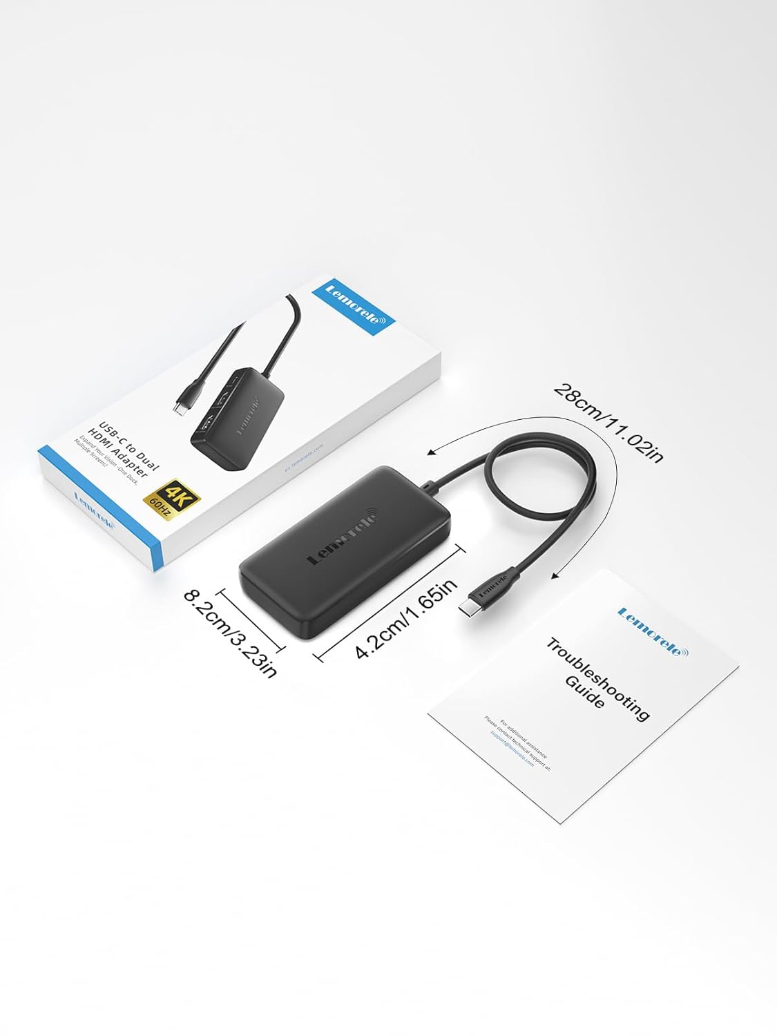 Lemorele USB-C to Dual HDMI Adapter, USB C Hub with 2 HDMI 4K@60Hz