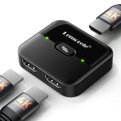 Lemorele HDMI Switch 2 in 1 Out 4K@60Hz Bi-Directional Splitter 1 in 2 Out, High-Performance Engineering Material Body Supports 3D HDCP 2.2, Compatible with PS5/PS4, Xbox, Monitor, TV Stick, PC