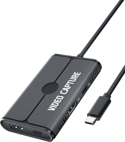 Lemorele Video Capture Card USB C 3.0,1080P 60FPS Ultra-Low Latency Output,Works with Live Streaming Games,Streaming & Video Recording,Compatibility Switch PS4 PS5 Laptops Phones PCs & Mac AC08-1A