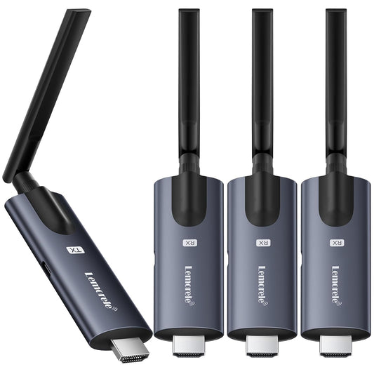 Lemorele Wireless HDMI Transmitter and 3 Receivers, Portable HDMI Wireless Extender, Plug & Play 200M 1080P HD for Stream Video & Audio from PC/Camera/TV-Box to Monitor/Projector/HD TV/Phone/Tablet - R1030