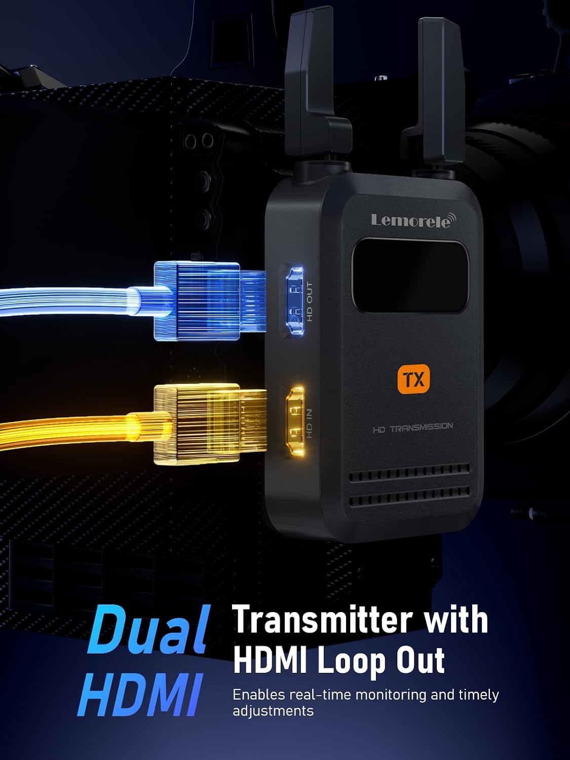 Lemorele Wireless HDMI Video Transmitter and Receiver,Dedicated for Photography,Ultra-Low Latency,Plug-and-Play,1080P Full HD,200M Range,HDMI Wireless Transmitter with Up to 4 Receiver