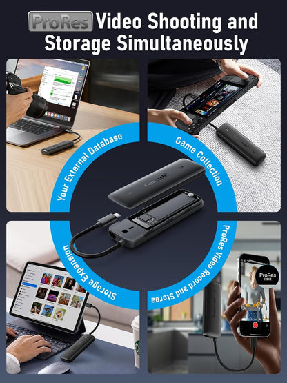 Lemorele M.2 NVMe SSD Enclosure, 10Gbps USB-C 3.2 Gen2, Tool-Free, M-Key/B&M Key 2230-2280, RTL9210, 4TB Max