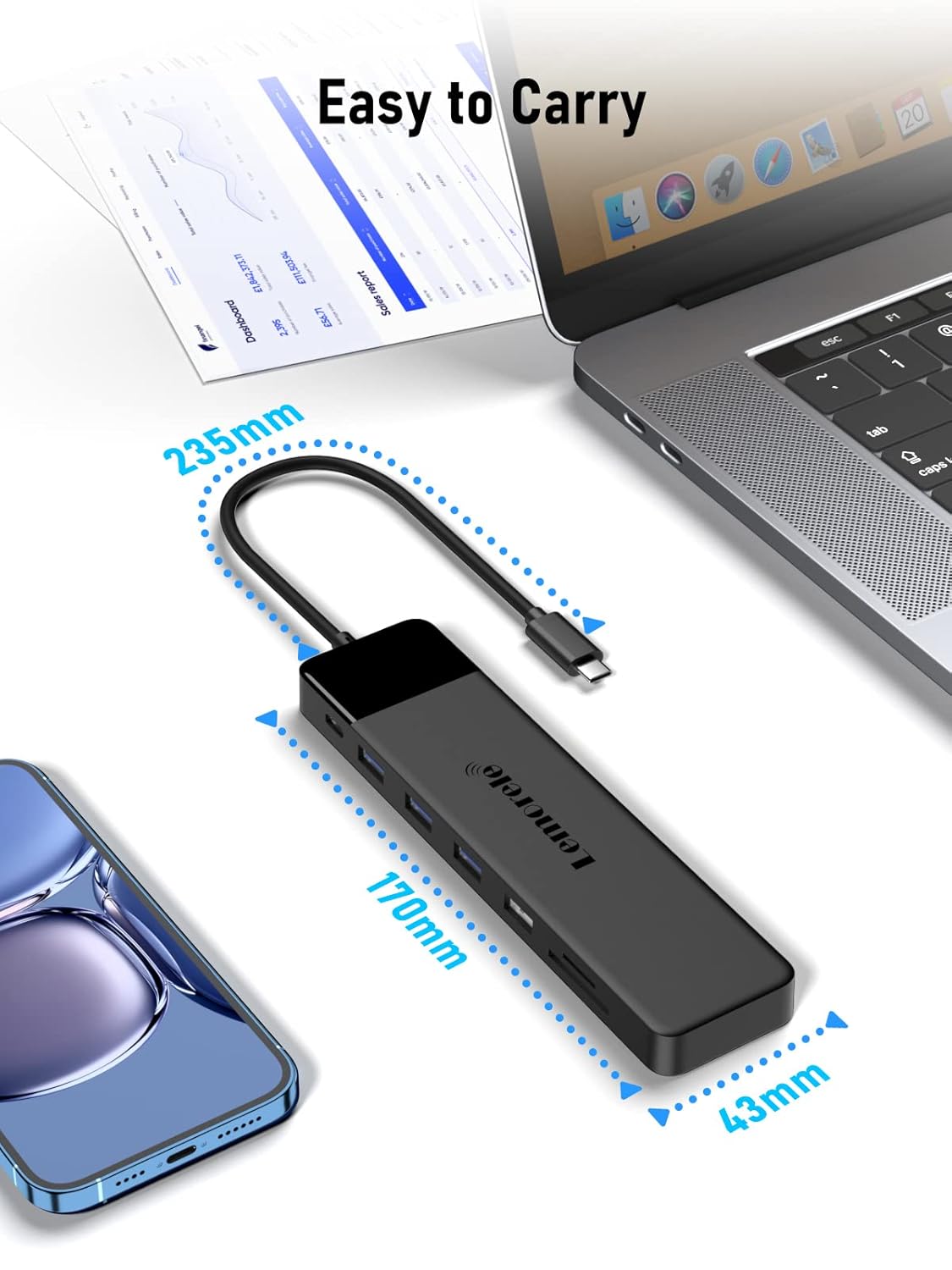 Lemorele 13-in-1 USB-C Docking Station, Dual Monitor Hub with 2 HDMI 4K, VGA, 5 USB 3.0/2.0 Ports, PD Charging, SD/TF Card Reader & 3.5mm Audio – Compatible with Lenovo, Surface, MacBook Laptops