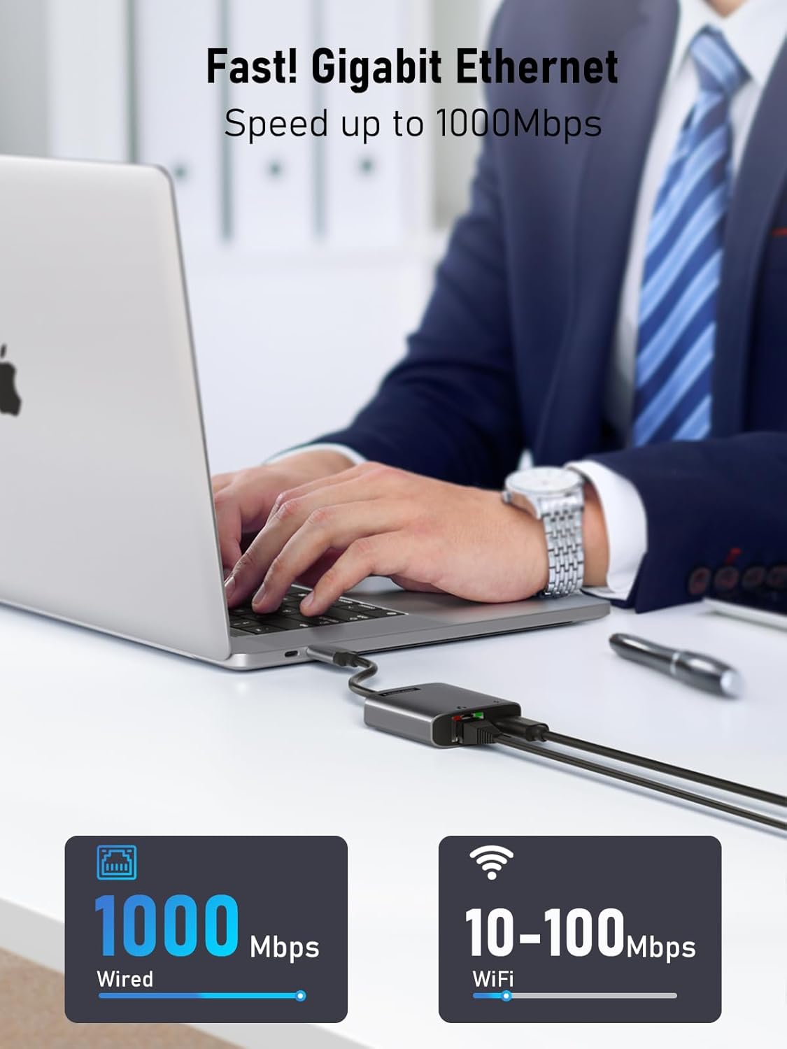 Lemorele USB C to RJ45 Ethernet Network Adapter with PD 100W