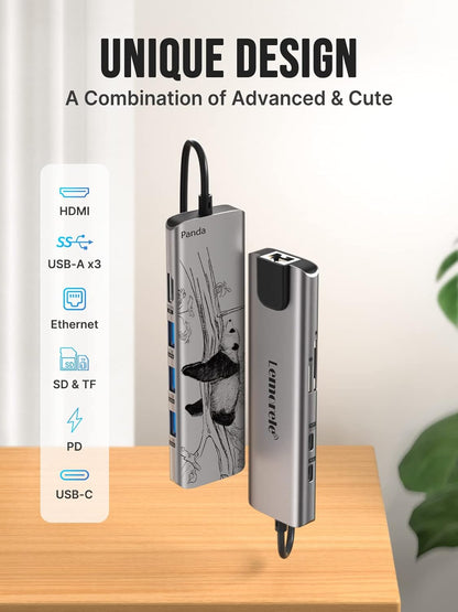 Lemorele USB-C Hub for Laptop with 4K HDMI Port | 9-in-1 - TC39Panda