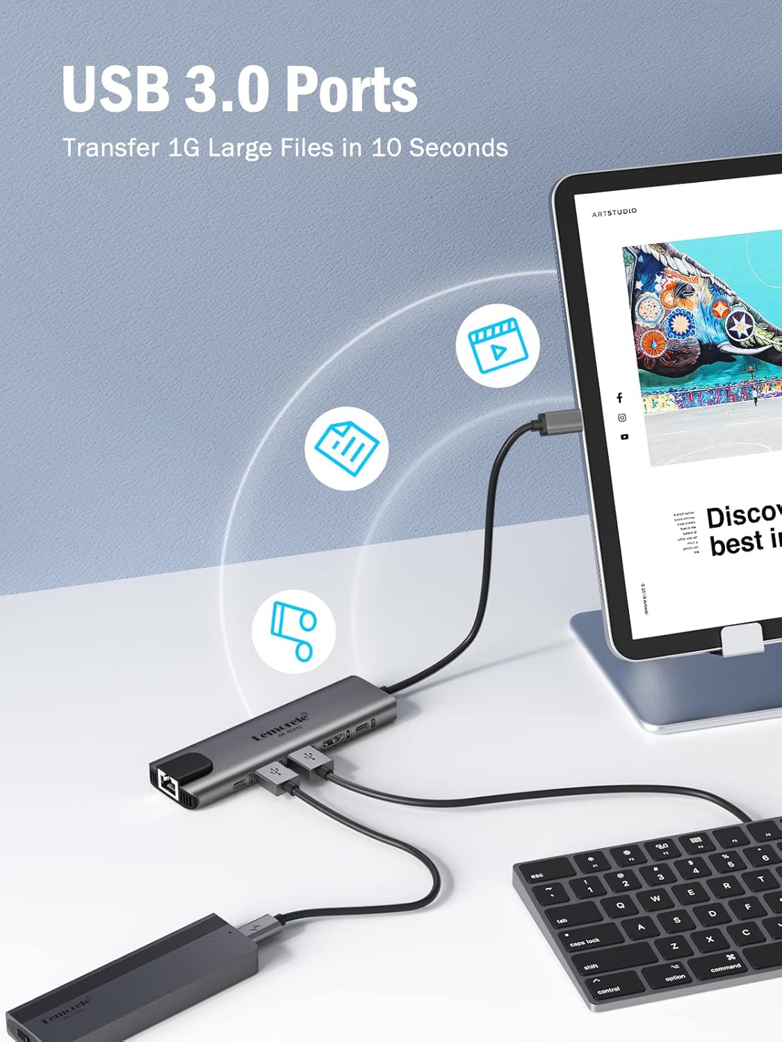 Lemorele USB C Hub with HDMI 4K@60Hz -6 in 1,with Gigabit Ethernet