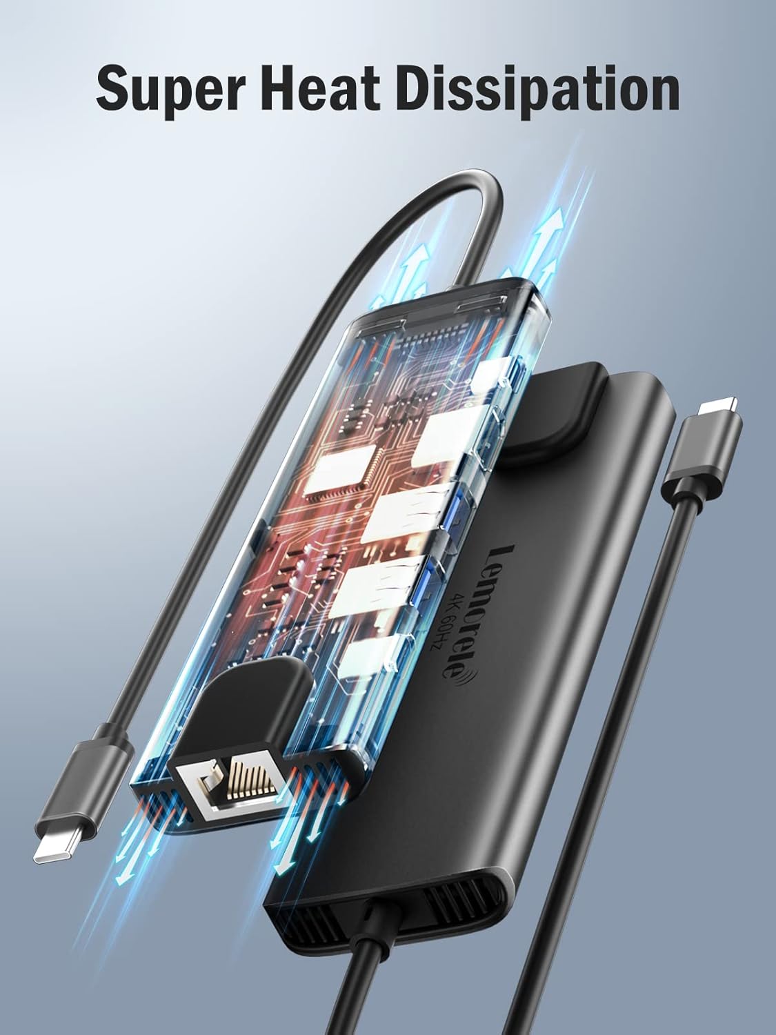 Lemorele USB C Hub with HDMI 4K@60Hz -6 in 1,with Gigabit Ethernet