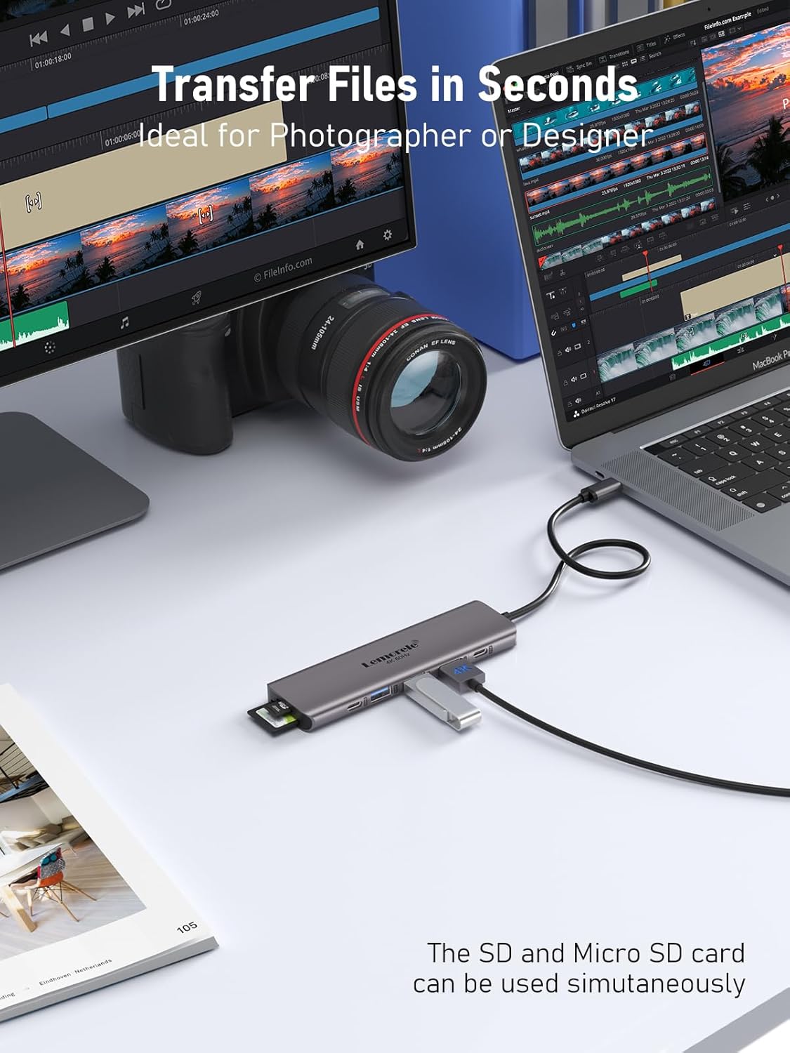 Lemorele 7-in-1Docking Station, Multiport Adapter with HDMI 4K@60Hz
