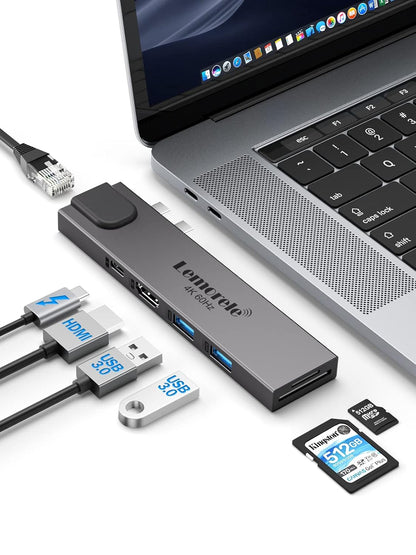 Lemorele USB C Docking Station for MacBook, 7 in 2 USB C Hub with Thunderbolt 3 - TC47