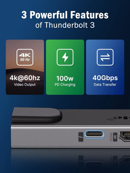 Lemorele USB C Docking Station for MacBook, 7 in 2 USB C Hub with Thunderbolt 3 - TC47