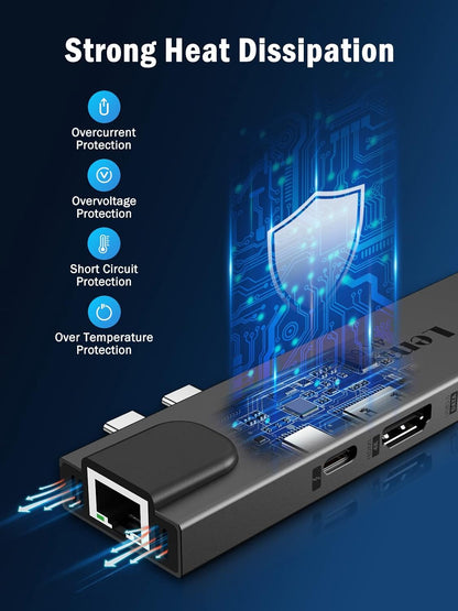 Lemorele USB C Docking Station for MacBook, 7 in 2 USB C Hub with Thunderbolt 3 - TC47