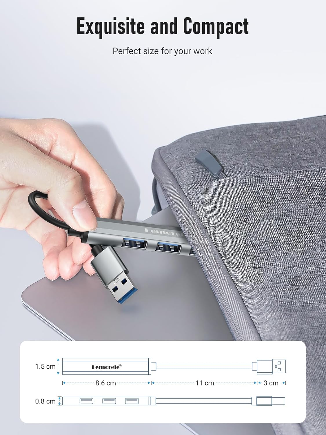 Lemorele USB Hub with 4 Ports for MacBook Pro/Air, PS4, Xbox, Windows, Android