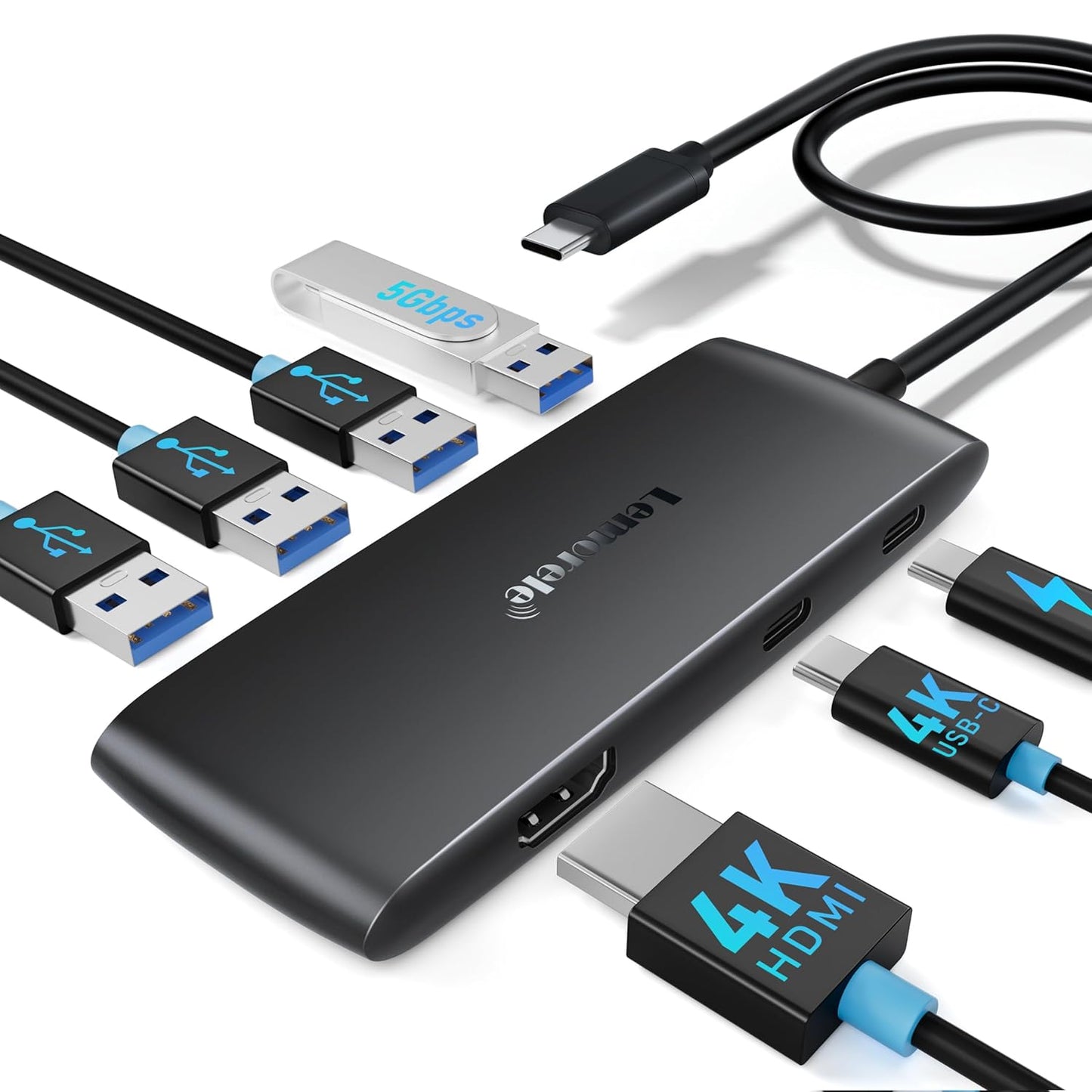 Lemorele USB C Docking Station Dual Display, 7-in-1 Dock with Dual 4K