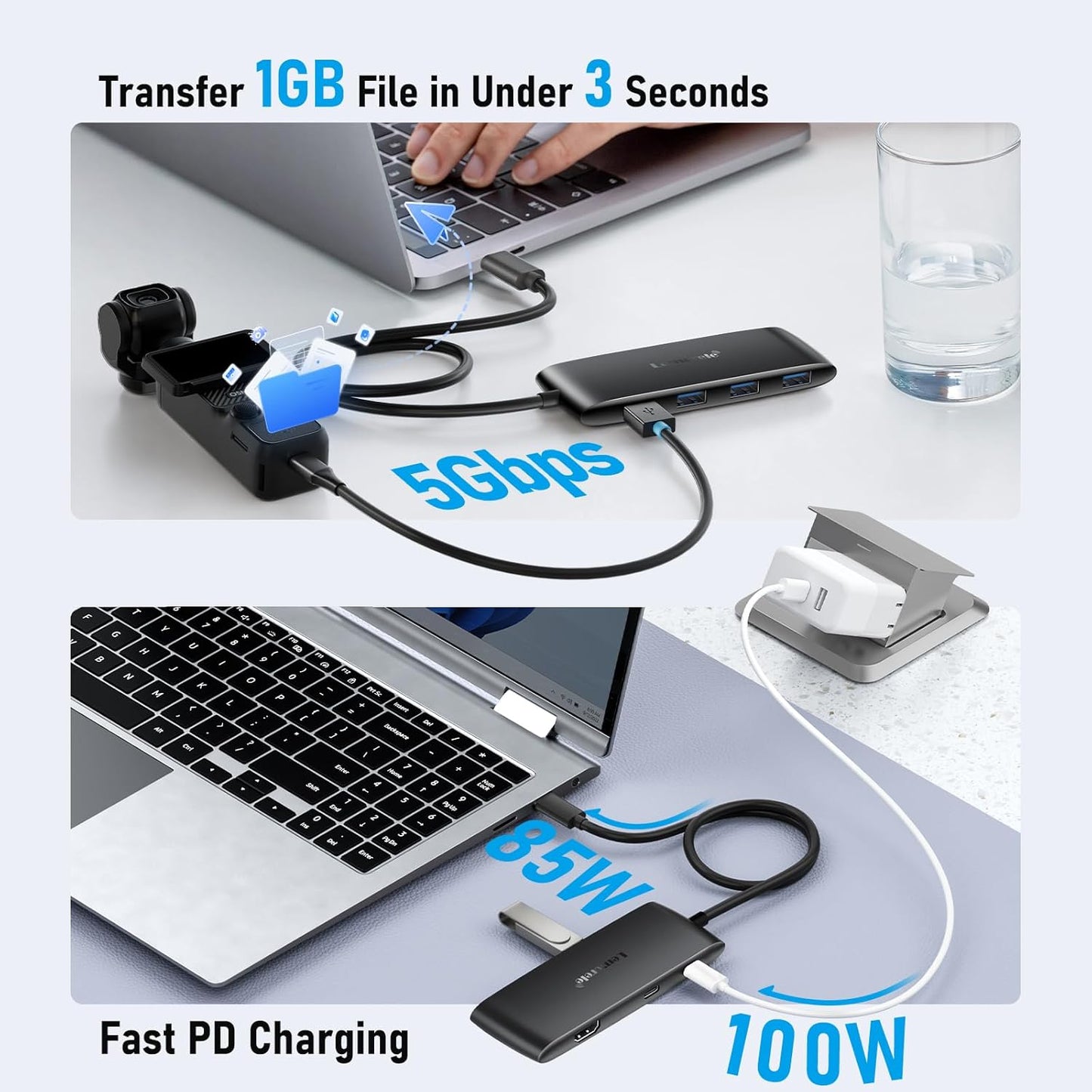 Lemorele USB C Docking Station Dual Display, 7-in-1 Dock with Dual 4K