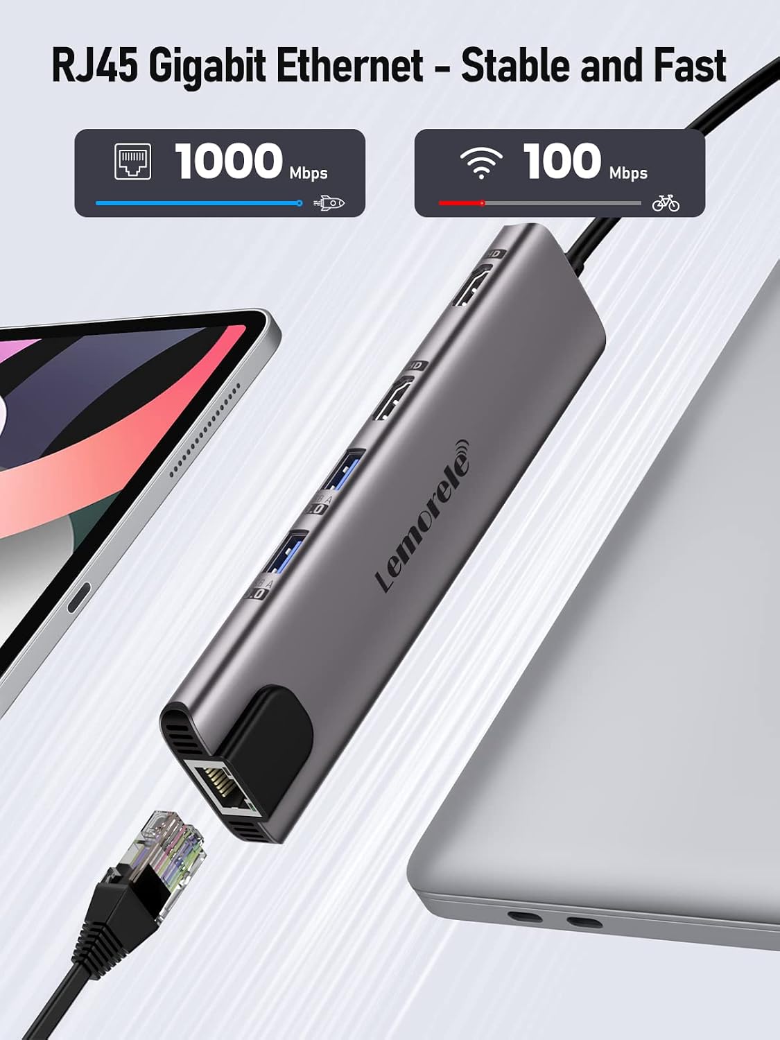 Lemorele 11-in-1 USB C Docking Station Dual 4K HDMI, Gigabit Ethernet, 4 USB Ports, PD 100W Charging, USB-C 3.0 Data, SD/TF Card Reader for MacBook Dell HP Surface Lenovo Windows Laptops