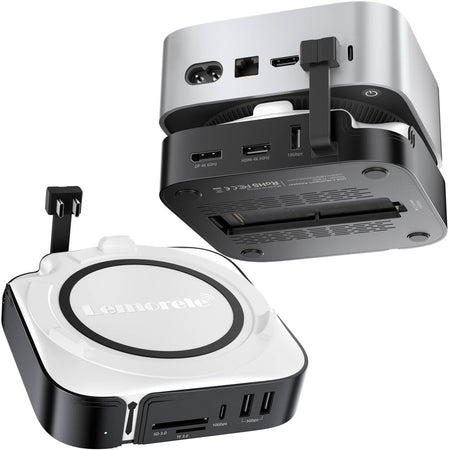 Lemorele Mac mini M4 Docking Station - Dual HDMI + DisplayPort withTriple Monitor Support