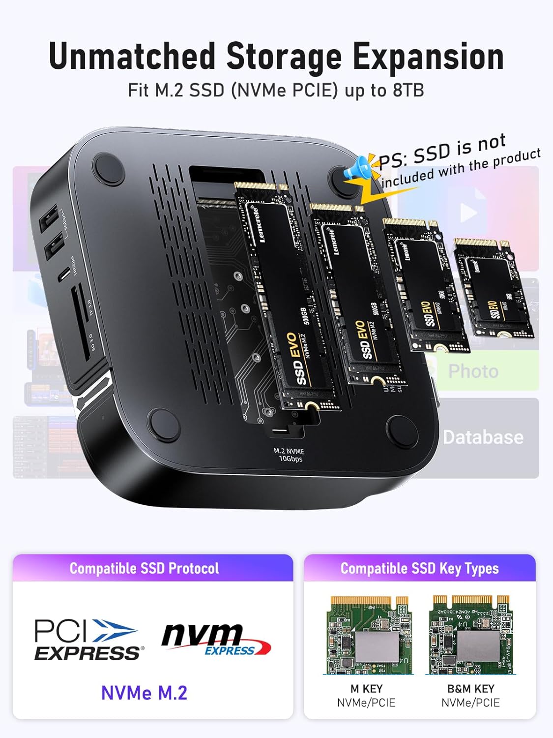 Lemorele Mac mini M4 Docking Station - Dual HDMI + DisplayPort withTriple Monitor Support