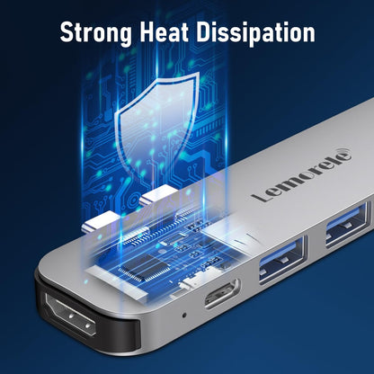 Lemorele 7 in 2 USB Hub for MacBook Pro/Air M1 M2 M3 M4, Thunderbolt 4, 4K HDMI, USB 3.0, 100W PD Charging, SD/TF Card Reader, Dual Screen Extension - TC52