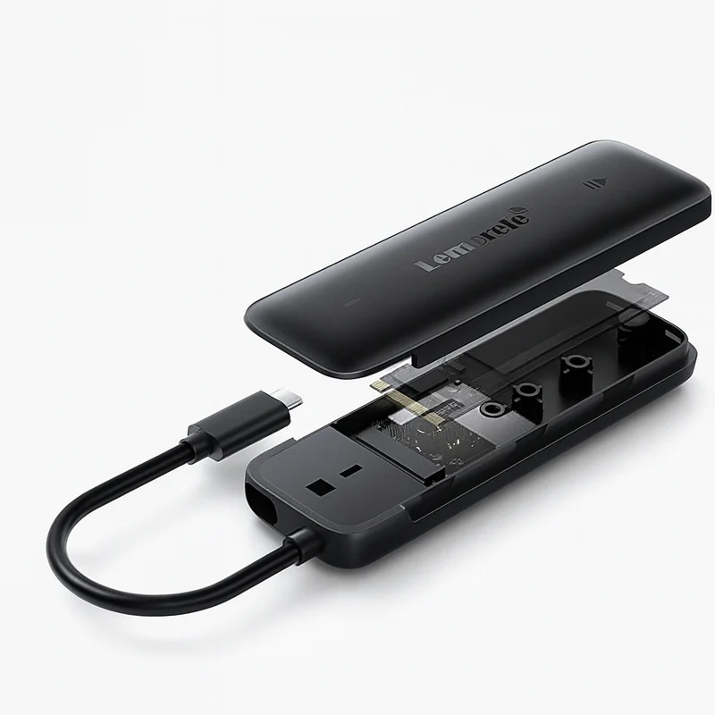 Lemorele M.2 NVMe SSD Enclosure, 10Gbps USB-C 3.2 Gen 2 M.2 NVMe PCIe External Enclosure Adapter, Tool-Free, for M-Key & B&M Key Solid State Drives 2230/2242/2260/2280, Realtek RTL9210 Chipset